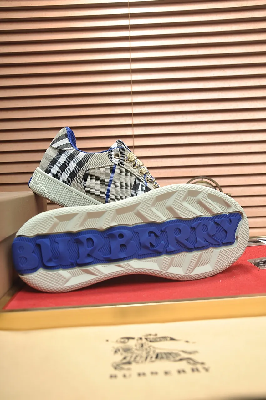 Men's shoes 💰540💶【Burberry】Classic low-top sneakers｜Imported cowhide with classic plaid fabric｜Sheepskin lining｜Original outsole｜Fine workmanship and comfortable to wear Size: 38-44 (customized at 45)